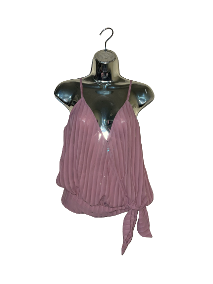 Mauve Pink Spaghetti Strap Sheer Wrap Top - M