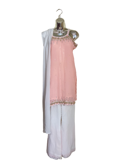 Cream and Coral Shalwar - M