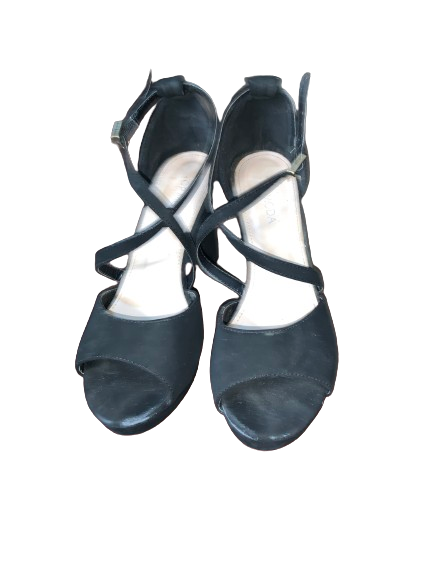 Black Open Toe Top Moda Heels - Size 7