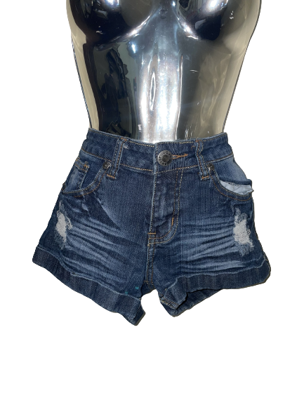 Denim JC JQ Denim Shorts with Distressed Patches - S