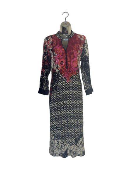 Multi-Coloured Patterned Long Sleeve Dress - S