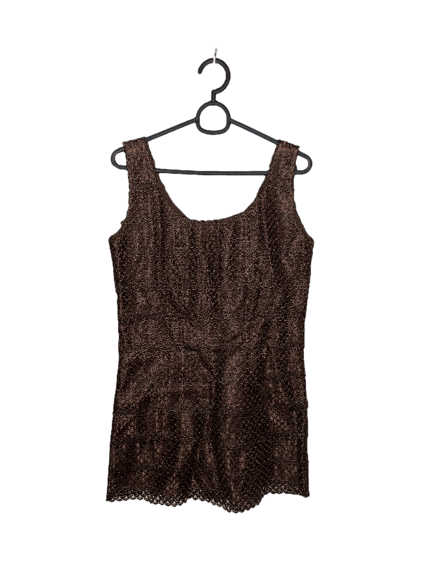 Dark Brown Sleeveless African Design Dress - S