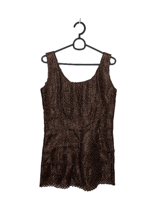 Dark Brown Sleeveless African Design Dress - S