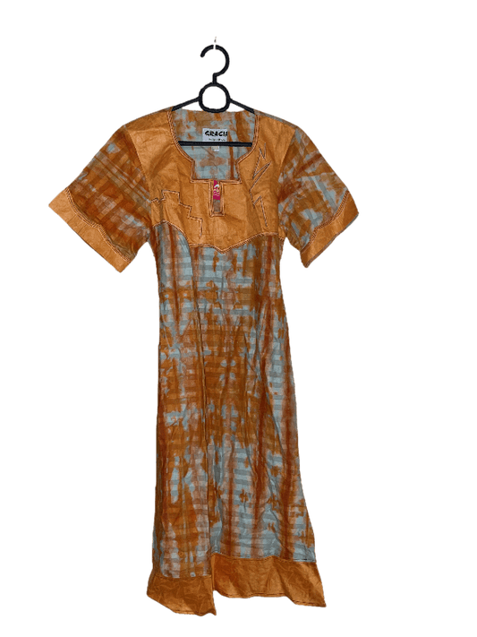 Orange &amp; Teal African Print Dashiki Dress - S